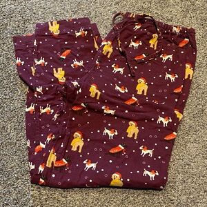 L.L. Bean womens Pajama Bottoms - Purple with Festive Print